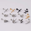 Stainless Steel Human Body Ball Leaf Earrings Electroplated