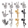 Stainless Steel Human Body Ball Leaf Earrings Electroplated