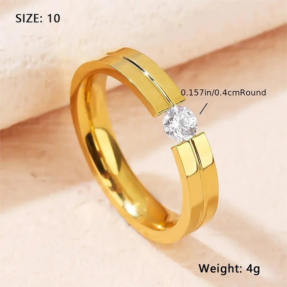 Wholesale Jewelry IG Style Geometric Titanium steel Zircon Gold Plated Rings