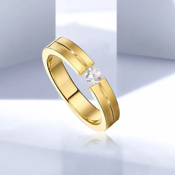 Wholesale Jewelry IG Style Geometric Titanium steel Zircon Gold Plated Rings