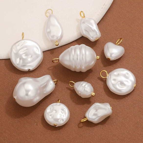 Stainless Steel Imitation Pearl Beaded Jewelry Accessories Curved Needle Pendant Earrings Bracelet Handmade With Electroplating