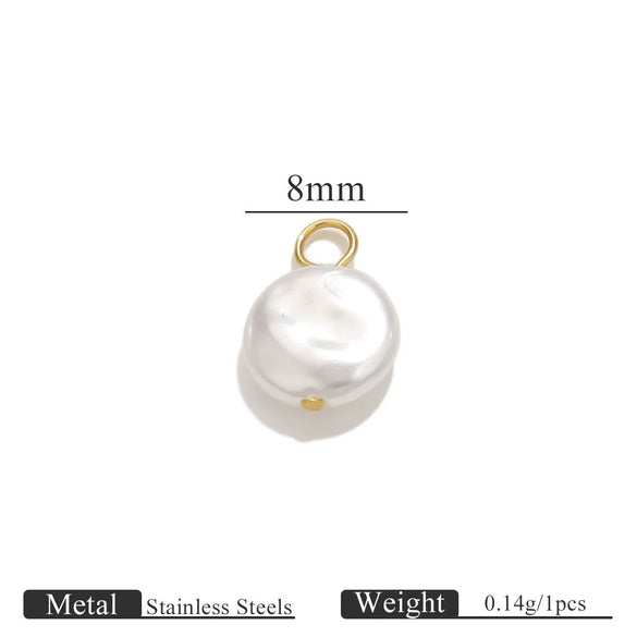 Stainless Steel Imitation Pearl Beaded Jewelry Accessories Curved Needle Pendant Earrings Bracelet Handmade With Electroplating