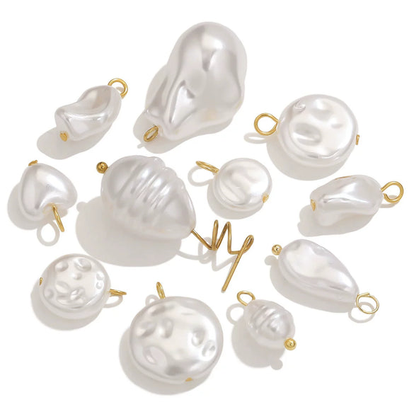 Stainless Steel Imitation Pearl Beaded Jewelry Accessories Curved Needle Pendant Earrings Bracelet Handmade With Electroplating