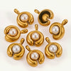 Stainless Steel Imitation Pearl C Shape Pea Shape Pendant Electroplated Diy Necklace Accessories