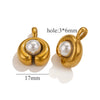 Stainless Steel Imitation Pearl C Shape Pea Shape Pendant Electroplated Diy Necklace Accessories