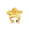 Stainless Steel Imitation Pearl Exaggerated Geometric Ring With Pleated Texture And Electroplating