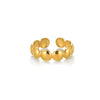 Stainless Steel Imitation Pearl Exaggerated Geometric Ring With Pleated Texture And Electroplating