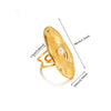 Stainless Steel Imitation Pearl Exaggerated Geometric Ring With Pleated Texture And Electroplating