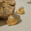 Stainless Steel Imitation Pearl Geometric Earrings Electroplated For Women Light Luxury Niche Design