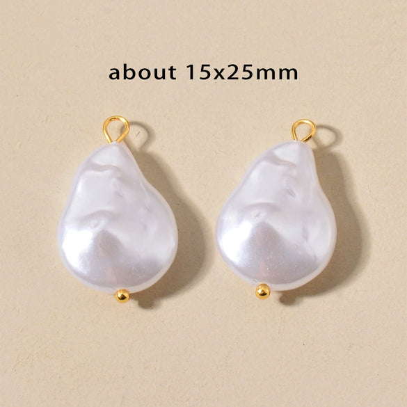 Stainless Steel Imitation Pearl Irregular Baroque Perforated Pendant Bracelet Necklace Accessories With Electroplating
