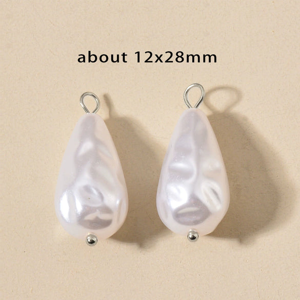 Stainless Steel Imitation Pearl Irregular Baroque Perforated Pendant Bracelet Necklace Accessories With Electroplating