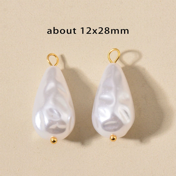 Stainless Steel Imitation Pearl Irregular Baroque Perforated Pendant Bracelet Necklace Accessories With Electroplating