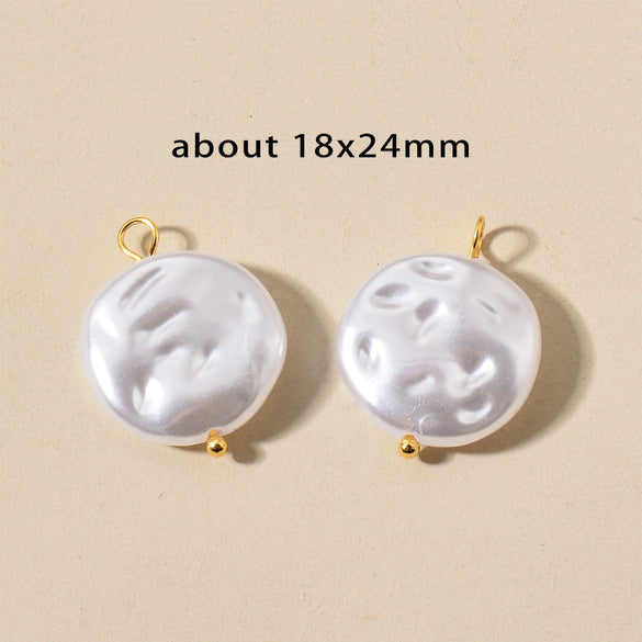 Stainless Steel Imitation Pearl Irregular Baroque Perforated Pendant Bracelet Necklace Accessories With Electroplating