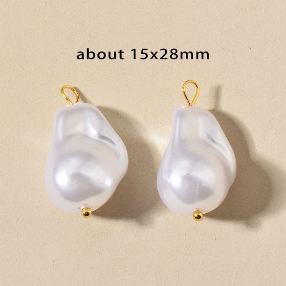 Stainless Steel Imitation Pearl Irregular Baroque Perforated Pendant Bracelet Necklace Accessories With Electroplating