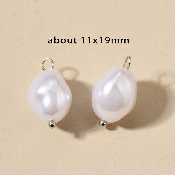 Stainless Steel Imitation Pearl Irregular Baroque Perforated Pendant Bracelet Necklace Accessories With Electroplating