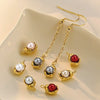 Stainless Steel Imitation Pearl Pea And Oval Shape Pendant Jewelry Accessories With Electroplating
