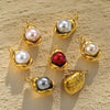 Stainless Steel Imitation Pearl Pea And Oval Shape Pendant Jewelry Accessories With Electroplating