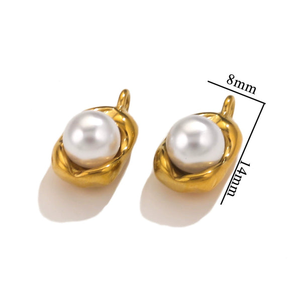 Stainless Steel Imitation Pearl Pea And Oval Shape Pendant Jewelry Accessories With Electroplating