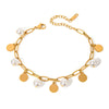 Stainless Steel Imitation Pearl Pendant Bracelet Electroplated Jewelry For Women