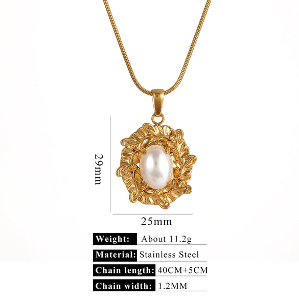 Stainless Steel Imitation Pearl Pendant Necklace With Bow Tie And Heart Shape Inlaid With Zircon Five Pointed Star And Love Chain Unisex