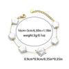 Stainless Steel Imitation Pearl Shell Love Flower Irregular Cross Chain Bracelet Necklace Set With Geometric Pattern And Electroplating Design