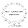 Stainless Steel Imitation Pearl Shell Love Flower Irregular Cross Chain Bracelet Necklace Set With Geometric Pattern And Electroplating Design