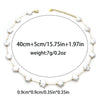 Stainless Steel Imitation Pearl Shell Love Flower Irregular Cross Chain Bracelet Necklace Set With Geometric Pattern And Electroplating Design