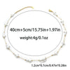 Stainless Steel Imitation Pearl Shell Love Flower Irregular Cross Chain Bracelet Necklace Set With Geometric Pattern And Electroplating Design
