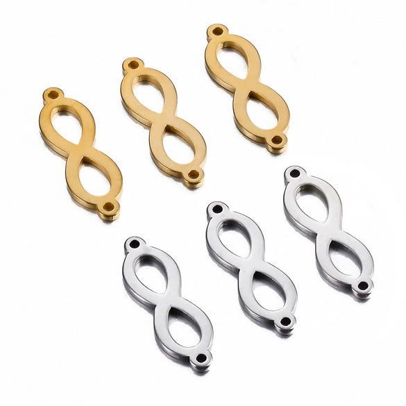 Stainless Steel Infinity Pendant Double Hanging Diy Bracelet Jewelry Accessories With Electroplating Treatment