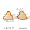 Stainless Steel Inlaid Acrylic White Shell Heartshaped Women's Earrings Electroplated