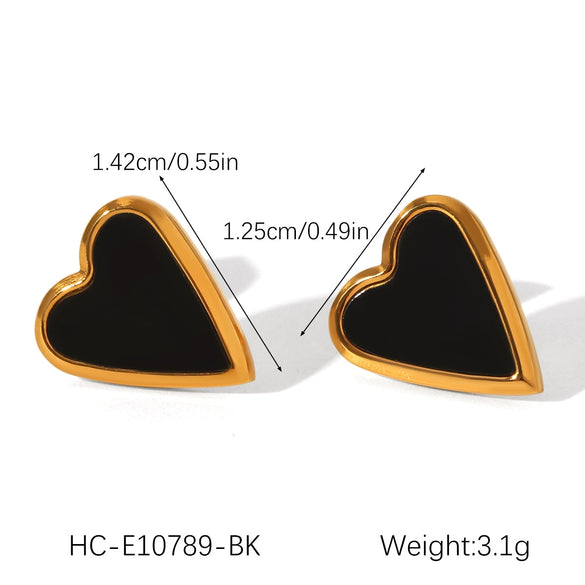 Stainless Steel Inlaid Acrylic White Shell Heartshaped Women's Earrings Electroplated