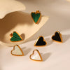 Stainless Steel Inlaid Acrylic White Shell Heartshaped Women's Earrings Electroplated