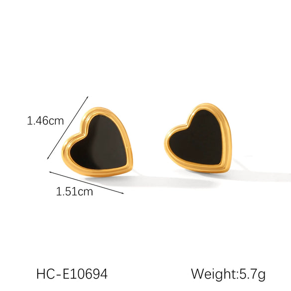 Stainless Steel Inlaid Acrylic White Shell Heartshaped Women's Earrings Electroplated