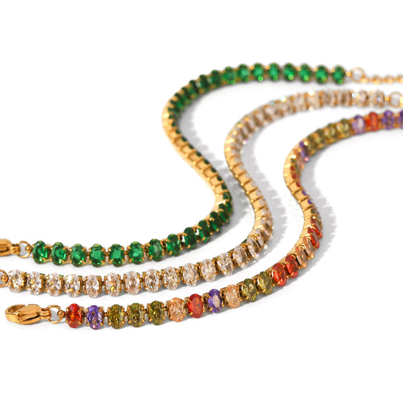 Stainless Steel Inlaid Colored Zircon Geometric Style Women's Bracelet