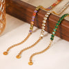 Stainless Steel Inlaid Colored Zircon Geometric Style Women's Bracelet