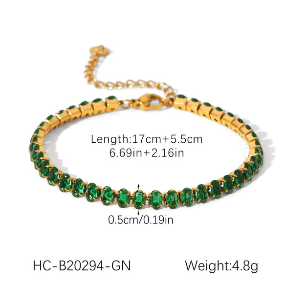 Stainless Steel Inlaid Colored Zircon Geometric Style Women's Bracelet