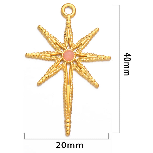 Stainless Steel Inlaid Natural Stone Star Jewelry Accessories Pendant For Bracelet And Necklace Handmade With Electroplating