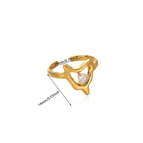 Stainless Steel Inlaid Pearl Zircon Fritillaria Ring Electroplated Women's Jewelry