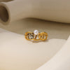 Stainless Steel Inlaid Pearl Zircon Fritillaria Ring Electroplated Women's Jewelry