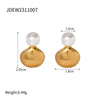 Stainless Steel Inlaid Shell Beads Geometric Earrings Jewelry For Women Electroplated