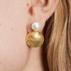 Stainless Steel Inlaid Shell Beads Geometric Earrings Jewelry For Women Electroplated