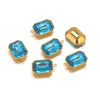 Stainless Steel Inlaid Topaz Sea Blue Gem Titanium Steel Ellipse Pendant Necklace With 18K Gold Vacuum Color Retention Plating