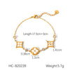 Stainless Steel Inlaid White Shellfish Four Leaf Clover Earrings And Bracelet Set Geometric Design Electroplating