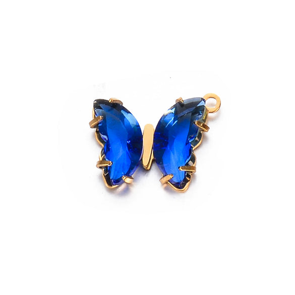Stainless Steel Inlaid Zircon Crystal Geometric Butterfly Pendant Necklace Handmade Jewelry Accessories Electroplated
