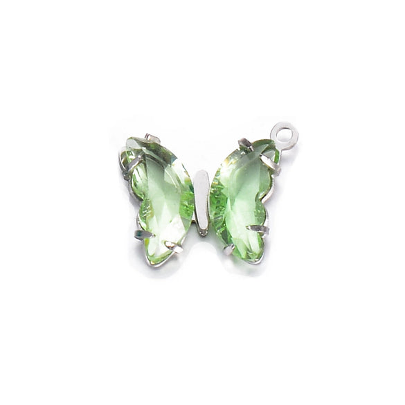 Stainless Steel Inlaid Zircon Crystal Geometric Butterfly Pendant Necklace Handmade Jewelry Accessories Electroplated