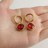 Stainless Steel Inlaid Zircon Earrings 18K Gold Plated Geometric Style