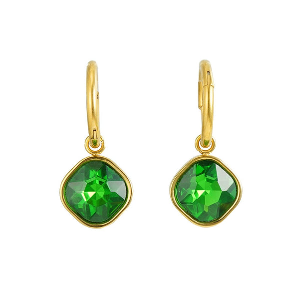 Stainless Steel Inlaid Zircon Earrings 18K Gold Plated Geometric Style