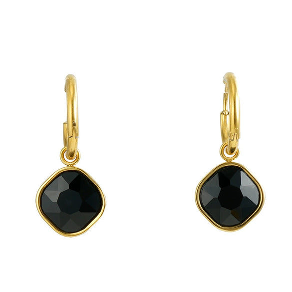 Stainless Steel Inlaid Zircon Earrings 18K Gold Plated Geometric Style