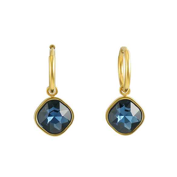 Stainless Steel Inlaid Zircon Earrings 18K Gold Plated Geometric Style
