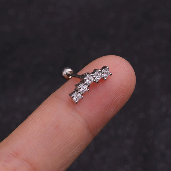 Stainless Steel Inlaid Zircon Flower Ear Bone Nail Body Piercing Jewelry